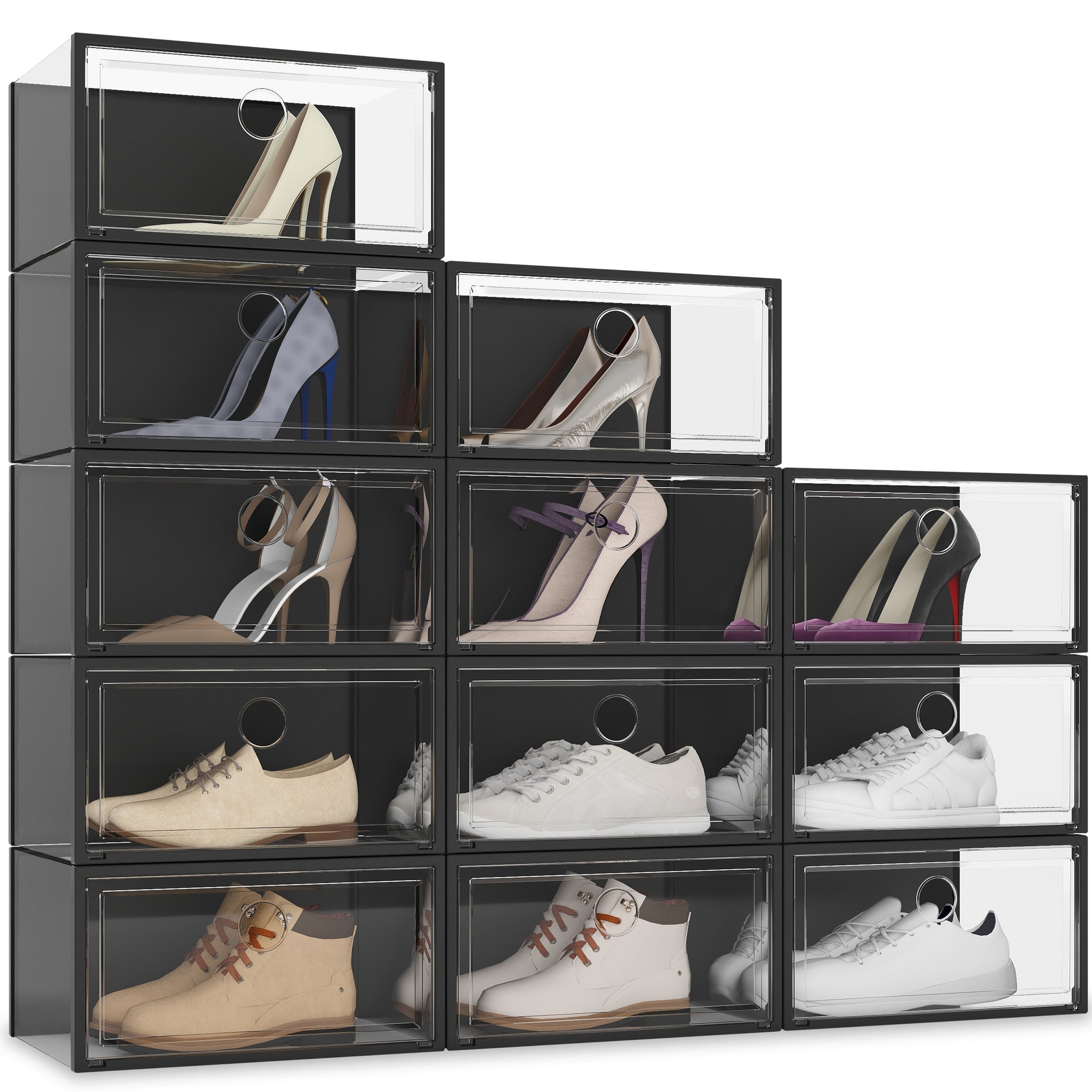 12 Pack Shoe Storage Box, Clear Plastic Stackable Shoe Organizer for C – SEE  SPRING