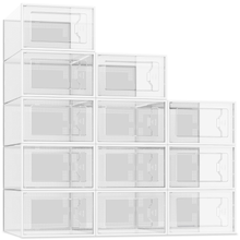 Load image into Gallery viewer, Copy of 12 Pack Shoe Storage Box, Clear Plastic Stackable Shoe Organizer for Closet, Space Saving Foldable Shoe Sneaker Containers Bins Holders (Clear)
